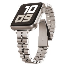 사라밴드 애플워치 호환 슬림 원라인 메탈 스트랩, 38/40/41/42mm, 스타라이트, 1개