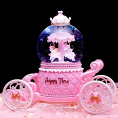 創意禮品飄雪水晶球 馬車星辰大海旋轉木馬音樂盒 禮品擺飾 生日禮物, 馬車大號100自動飄雪+內轉+彩燈+音樂