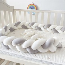 꽈배기쿠션 길다란 죽부인 가드 꼬임 틈새막이 매듭, 그레이 + 화이트 + 화이트 3.2미터