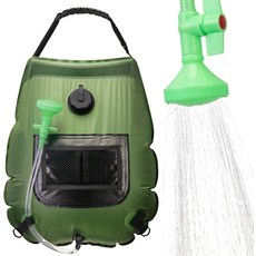 펜산 솔라 휴대용 샤워백 5갤런20리터 히팅 야외 캠핑 온오프 전환 샤워 헤드 및 탈착식 호스 포함 하이킹 여행 해변 수영에 적합합니다, green