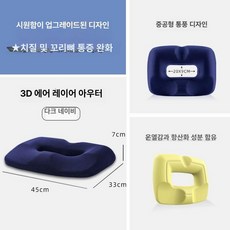 기능성 방석 메모리폼 꼬리뼈 허리 보호 치질 전립선 쿠션 수험생 임산부 도넛 똥꼬방석, 다크네이비 [1단계코어] 고밀도 노화방지