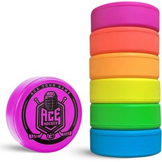 ACE 하키 폼 퍽 - 실내 무릎 6종 세트 소프트 공식 규정 사이즈 3인치 바닥 레인보우 컬러