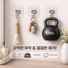 루메르 초강력 무타공 후크걸이, 투명, 10개