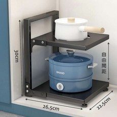 熱賣廚房多層鍋架鍋具收納架下水槽置物架轉角收納架多層鍋架可調節鍋具收納架鍋具架振風優選, 1個, 轉角鍋具架 黑色-雙層