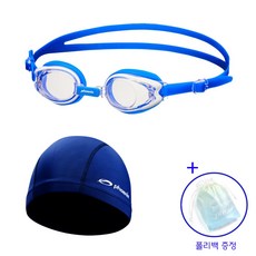 피닉스 생존수영 아동수경+스판수모 세트 P505-01, 블루+폴리백*1개 증정