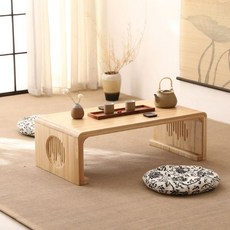 전통 찻상 다과상 소반 원목 우드 티테이블 좌상 차상 미니 빈티지 엔틱, A. 우드 50x40x30 (쿠션2+러너)