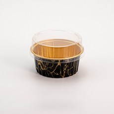 布丁杯 慕斯杯 圓形蛋糕盒 彩色錫箔杯 空氣炸鍋適用 烘焙盒, 黑金大理石+高平蓋, 1個