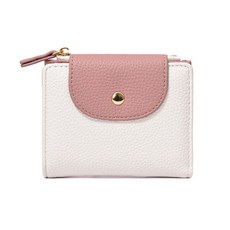 簡約女士短錢包 零錢卡包 多功能卡片夾 迷你便攜, 米白, 1個