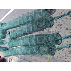 多功能地籠捕魚網，3米17節10洞，附繩，防鏽耐磨，戶外休閒捕蝦蟹工具, 綠色