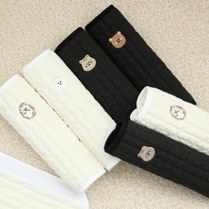 M4U 맘스포유 패브릭 100수 누빔 자수 카시트/유모차 안전벨트 커버 (2개입), L 아이보리(곰이)