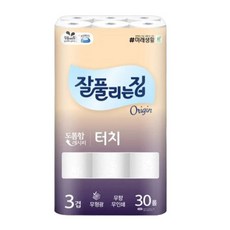 잘풀리는집 깨끗한 3겹데코 터치 25M 30롤 롤화장지 고급롤화장지(3겹이상) 25m, 30개입, 1개