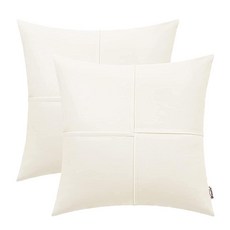 BRAWARM 인조 가죽 장식용 쿠션 커버 30.5 x 50.8cm12 20인치 그레이 요추 베개 2팩 카우치 소파 침대 거실 가정 정원용 핸드 스티치 장식 184413, 크림