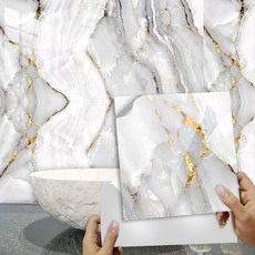 白金大理石紋水晶自黏貼 16片套裝壁貼地貼, 白金大理石*高品質水晶耐熱防水貼