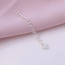 925 스털링 실버 팔찌 목걸이 연장 체인 반제품 수제 DIY 공예 재료 보석 액세서리, 01 China Mainland, 03 E-Half-hearted