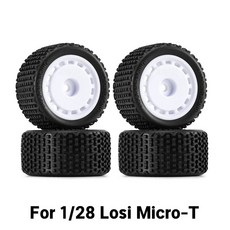 INJORA 1/24 로시 마이크로-B 1/28 마이크로-T용 사전 장착된 핀 버기 타이어 및 휠, White Micro-T