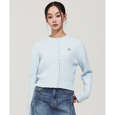 WACKY WILLY 우먼스 케이블 라운드넥 가디건 스카이 블루 302660
