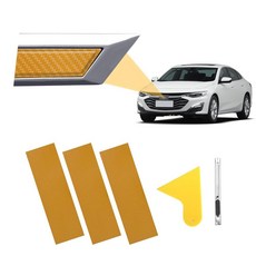 YAMUDA DIY 탄소 섬유 비닐 랩 30 x 10.2cm(11.8 4인치) 쉐보레 보타이 엠블럼 로고 키트 주걱 및 커터 포함 범용 3피스 골든 315090, YAMUDA DIY 탄소 섬유 비닐 랩 30 x 10.