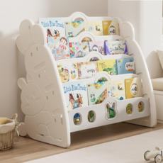 제이앤키즈 어린이 책장 그림책꽃이, 4단, 화이트