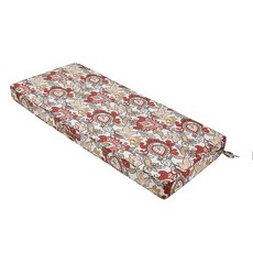 까치 원단 야외 벤치 쿠션 42 x 18 인치 방수 페이드 저항 파티오 가든 러버스잇 소파 셋티 패드 캐리 핸들과 타이 다크 레드, Botanical Red Orange, 48"W x 18"D x 3"Thick