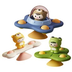 파키즈 흡착 회전 딸랑이 스피너 3종세트 아기 유아 치발기 국민 신생아장난감 아기선물, 귀여운 친구들