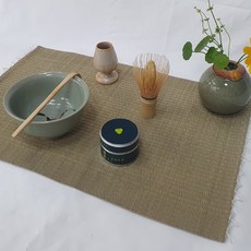 다다미풍 말차 차석 테이블 매트 자연결 티매트 말차 다기 세팅용 매트 (차도구 별매), 1개, 대4731, 단일
