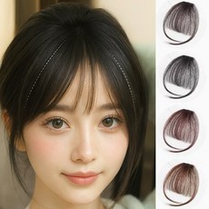 파워짐 앞머리 부분가발 헤어피스, 2개, 다크브라운