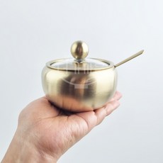 티타늄 애플 양념통 2호 10cm 180ml 스푼포함 업소용 양념단지 다대기 조미료 통 소금후추통, 1개