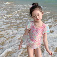美人魚公主裙女童連體泳衣