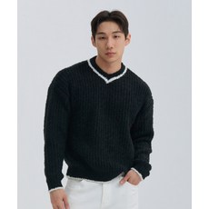 NINEZ 브이넥 부클 오버핏 니트 2color