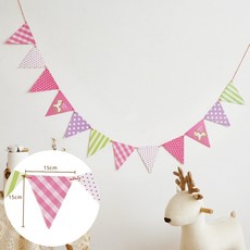 GoGraphy 紙三角掛旗 露營旗 帳篷旗 野餐旗 生日派對佈置, 粉紫小馬