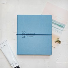꼼꼬미 2026 모먼트 스퀘어 업무용 회사 가죽 소량 대량 주문 제작 다이어리, 스카이 블루