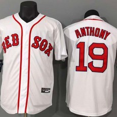 자수 레드 양말 화이트 야구 셔츠 반팔