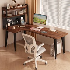 桌子 電腦桌 電競桌 辦公桌 寫字桌 實木桌 轉角桌 書桌實木轉角電腦桌家用臥室書桌學習桌雙人簡易拐角電競桌, 升級洞洞板書架桌灰橡木色 白架(左轉角),120x80x75cm