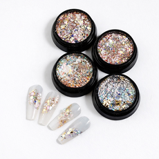 와이엔 고급 믹스 네일글리터 파츠 4종세트 셀프 젤네일 아트 스톤 데코 재료, 1개, 4종set