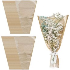 셀로판지 종이 코팅지 Gainspra 50개 꽃다발용 꽃봉투 22x14x4.7인치 대형 꽃 포장 슬리브 갈색 크래프트지