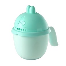 可愛造型寶寶洗頭杯 兒童安全洗髮杯 寶寶洗澡戲水玩具, 小兔綠洗頭杯, 1個