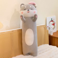 柴犬抱枕 長條抱枕 柔軟親膚 舒適支撐 居家辦公皆宜, 小帽柴犬灰色,50公分