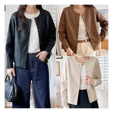 [모데나] [BEST NO.1]L. 라운드넥 소프트 레더 자켓-3컬러