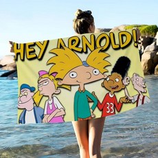 만화 헤이 아아놀드 쿨 프린트 비치 타월 등산 요가 해변 수영 러닝 흡 소프트