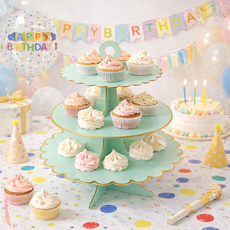 컵케이크스탠드 종이소재 3단 디저트 트레이 애프터눈티 어린이집 생일파티 페이퍼 셀프 돌상 생일상 꾸미기 홈파티, 살몬, 1개, 살몬