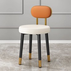 화장대의자 등받이 스툴 메이크업 카페 양털 흰색 파우더룸 침실 수툴, 골드백 오렌지화이트