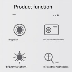 무선 현미경 Wi -Fi USB 디지털 핸드 헬드 현미경 50 ~ 1600x 무선 확대 8 LED 금속 스탠드, 검은색