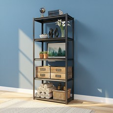 체인지업 5단 철제선반 주방 수납장 전자레인지 선반 베란다선반 조립식 다용도 정리 수납 진열, 검정