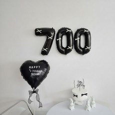 레몬스튜디오 자유레터링 이름스티커 아기셀프촬영소품 리본장식 숫자풍선세트 블랙포토존, 1세트, 700일