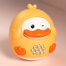 DFMEI 兒童早教啓蒙故事機卡通不倒翁嬰幼兒益智多功能音樂學習機玩具, 1個, 【黃鴨】不倒翁故事機-電池版(電商盒):如圖