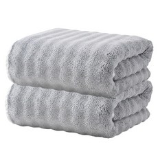 Craftsy 가정용 극세사 호텔 대형 수건 바스타올 비치타올 고흡수력 샤워타올 목욕타월 수건, 2개, 연회색