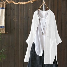 여하 면마 상의 캐주얼 셔츠 면마 긴팔 셔츠 women's short-sleeved shirt 하늘비즈 A8 N366Q472