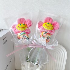 래프유 롤리팝 인형 사탕 꽃다발, 2개, 핑크