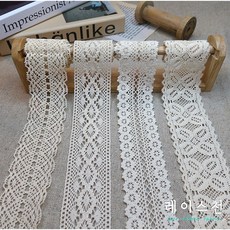 토숀레이스 4종 면 자수 레이스리본 공예, D, 1개