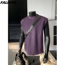 運動背心男士寬鬆夏季健身無袖t卹男潮流坎肩麂皮絨上衣服